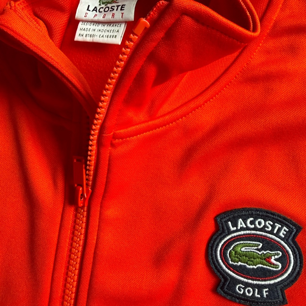 LACOSTE 🐊 Men’s Bright Orange Full Zip Golf Vest - Size EU9/US XXXXL